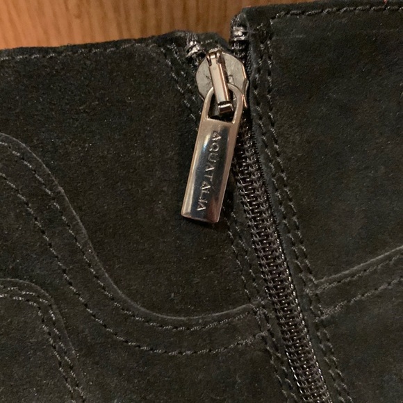 Aquatalia Marvin K 8-1/2 waterproof suede wedge zip & lace up black ankle bootie - Picture 7 of 15